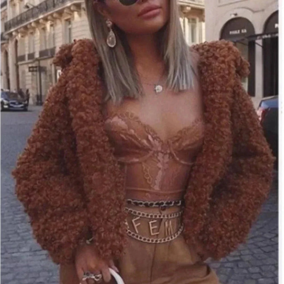 ZARA FAUX MONGOLIAN FUR COAT-Small - Picture 7 of 8